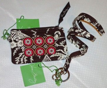 NWT VERA BRADLEY ZIP ID CASE Key Ring & Badge Holder LANYARD IMPERIAL 