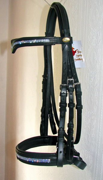 FSS German Crystal SUPER BLING Comfort BRIDLE V Vee MADE WITH 