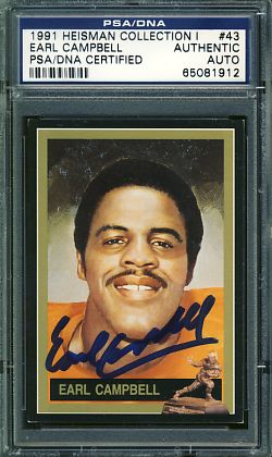 Earl Campbell signed Heisman Collection Card PSA/DNA 1977 Texas 