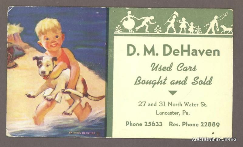 INK BLOTTER D. M. DEHAVEN USED CARS 27 & 31 N WATER STREET, LANCASTER 