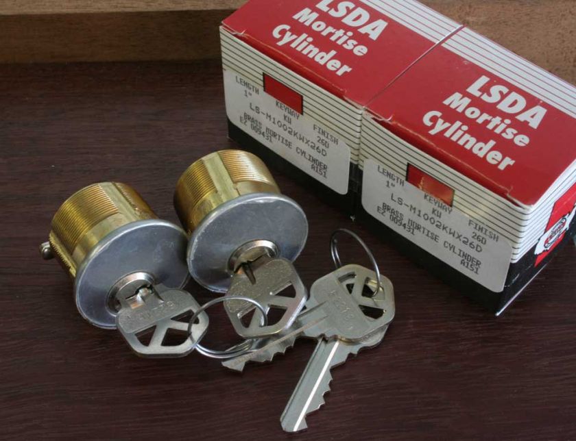 Two Solid Brass 1 Kwikset Keyway Mortise Cylinders KA  