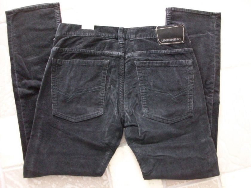 NEW UNION BAY BLACK SKINNY CORDUROY JEANS MENS 33X32  