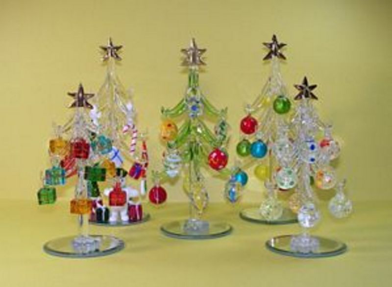 Miniature Glass Christmas Tree w/ Ornaments  