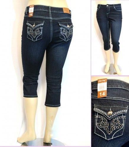 JEANS COLONY WOMEN PLUS SIZE DENIM CAPRI Size14,16,18,20,22 1025PC 