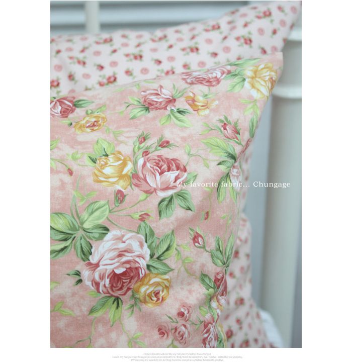 Pink Rose Garden 2 Kind Pattern Korean Quilt Fabric  