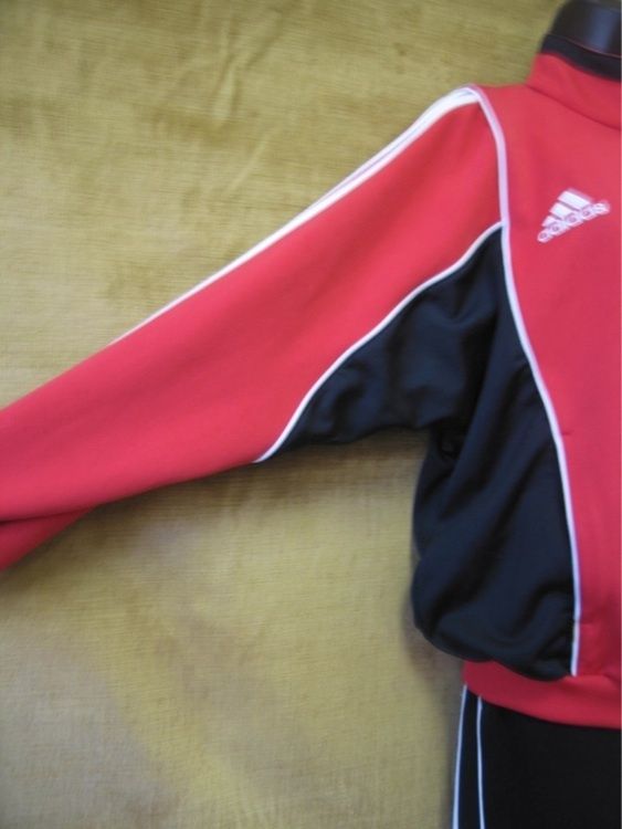   ADIDAS red & black track suit jacket pants retro hip hop 1980s  