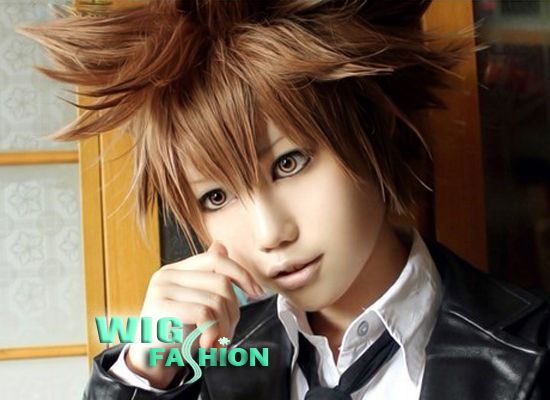 Reborn Tsunayoshi Sawada Anime Short Cosplay Brown Hair Wig  