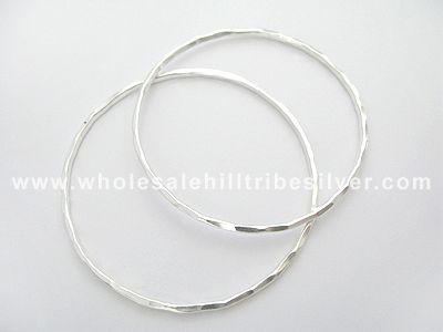 Wholesale Thai Karen Hill Tribe Silver Hammered Bangle 2mm  