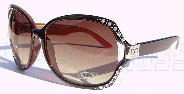 DG SUNGLASSES WOMEN RHINESTONES CELEBRITY BROWN BIG NEW  