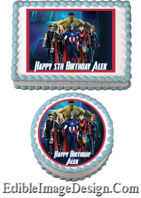 THE AVENGERS Edible Birthday Cake Image Decoration Cupcake Topper 