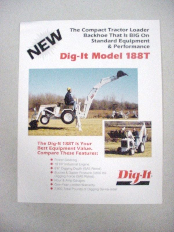 DIG IT188T COMPACT TRACTOR LOADER FACT BROCHURE SHEET  