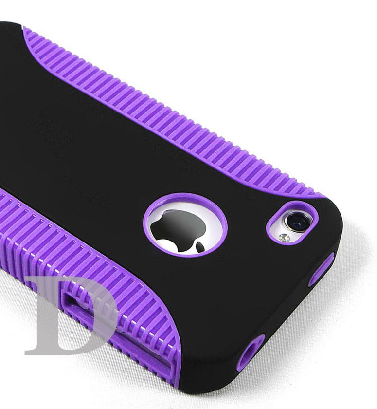 PURPLE HYBRID GEL TPU RUBBER COVER CASE SOFT SKIN FOR IPHONE 4 G 4G 