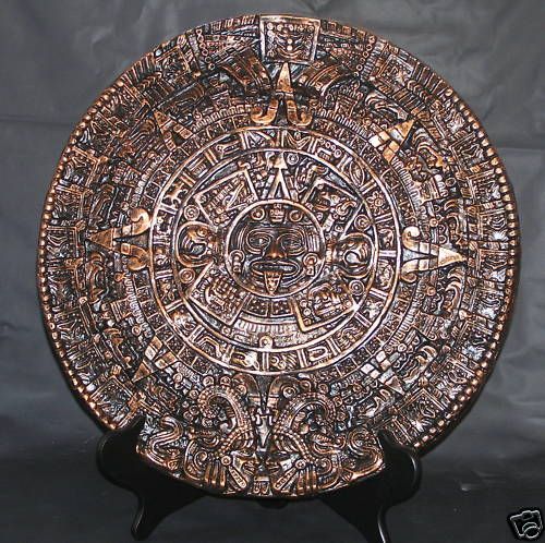 Aztec Calendar Plaque17 Circumference Onyx/Copper NEW  