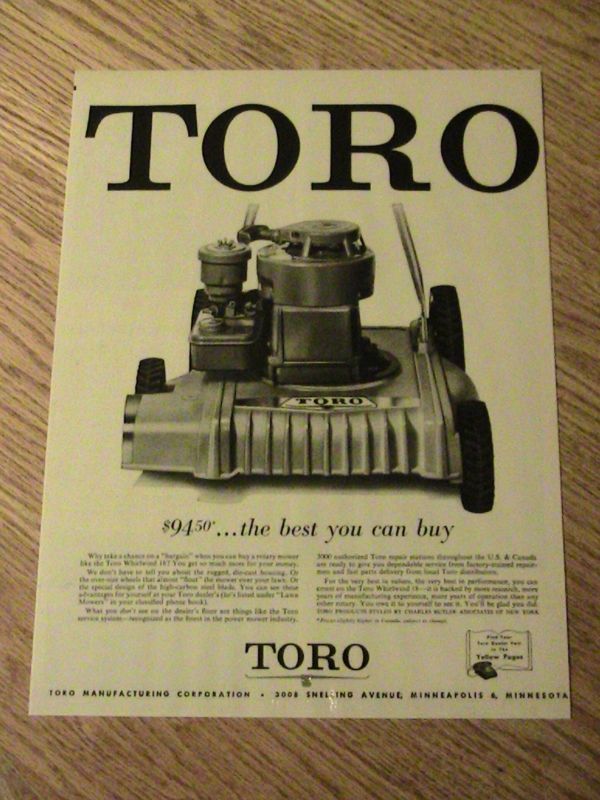 VINTAGE TORO LAWN MOWER ADVERTISEMENT BEST BUY AD MOW  