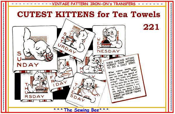 221 cutest Kitten cats embroidery transfer IRON ON  