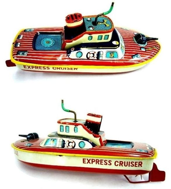 BANDAI EXPRESS Speed Racer Cruiser Boat Ship Tin Toy  