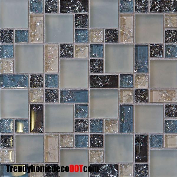 10 SF Blue crackle glass mosaic tile kitchen backsplash wall bathroom 