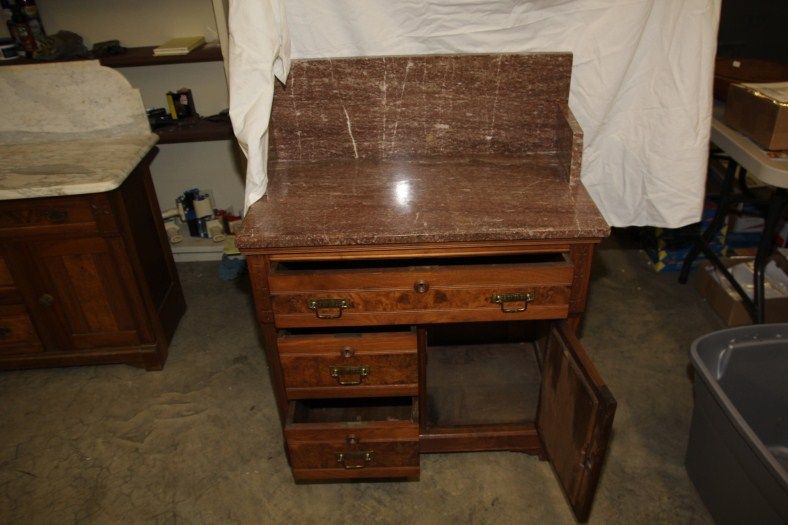 L1558 ANTIQUE VICTORIAN 19TH CENTURY MARBLE TOPPED DRY SINK  