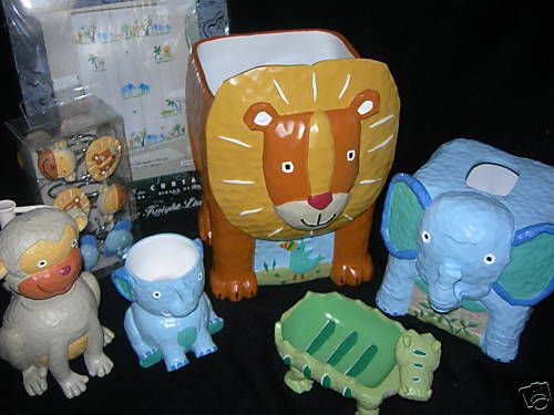 SATURDAY KNIGHT~JUNGLE ANIMALS~18 PC BATH VANITY SET~NU  