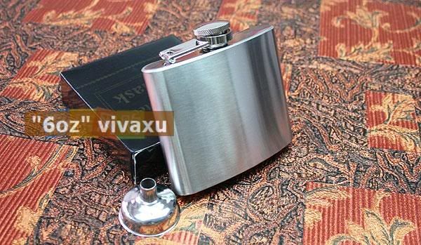 6oz Thicken Stainless Steel Hip Flask Screw Cap+Funnel  