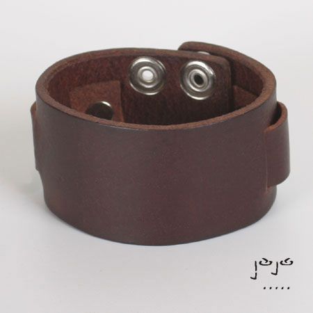 wide Black Genuine Leather Napoli Cuff Bracelet with silver 