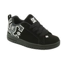 DC SHOES YOUTHS COURT GRAFFIK SE SKATE SHOES, CARBON/WHITE  