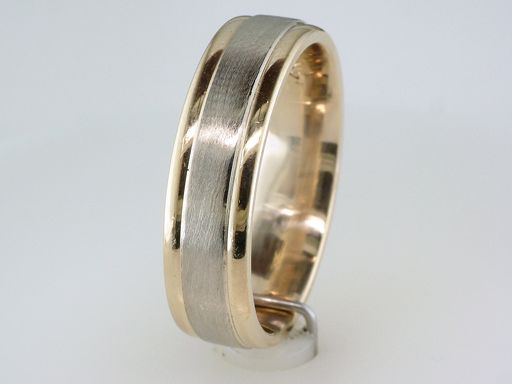 Zales Mens Comfort Fit Solid 14K White & Yellow Gold 2 Tone Wedding 