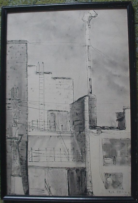 Ink & Pencil, Cityscape, Ruth Ettling – Signed  