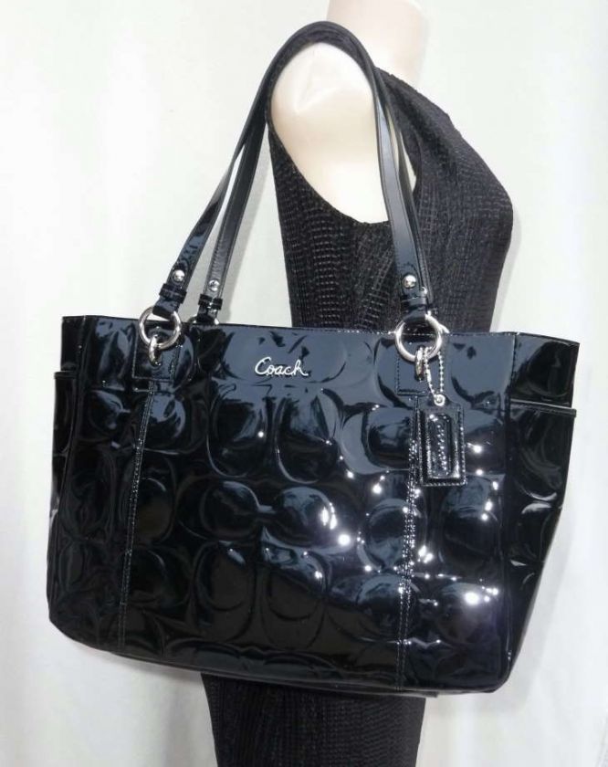 NWT COACH LARGE GALLERY EMBOSSED PATENT TOTE PURSE 17729  