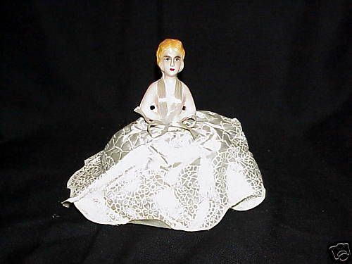 PRETTY ART DECO COMPOSITION PIN CUSHION DOLL~HALF DOLL  