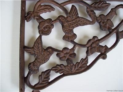 Cast Iron Hummingbird Shelf Brackets 1 Pair  