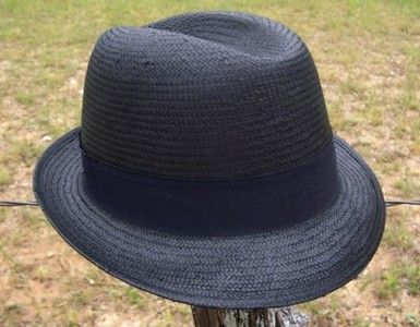 Black GODFATHER Straw HOMBURG Fedora Gangster Rock Hat  