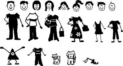 Stick People Family Figures Vinyl Stickers Decal Window  