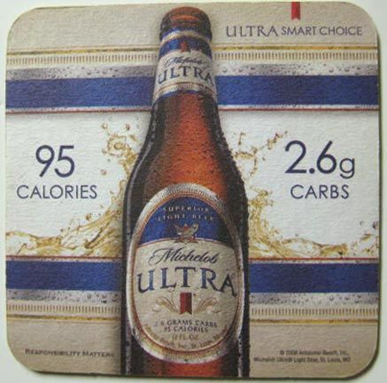 MICHELOB ULTRA BEER COASTER 95 Calories Anheuser Busch  