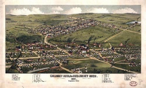 1881 CALUMET HECLA old MICHIGAN MAP RED JACKET MI 36  