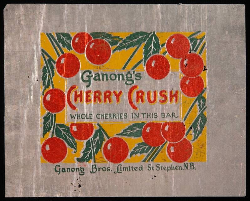 GANONGS CHERRY CRUSH CANDY BAR FOIL WRAPPER  