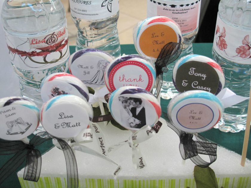 24 Personalized lollipop candy wrappers favor  