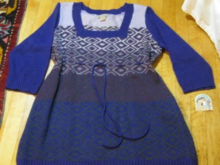 ART and SOUL KNIT TUNIC TOP SWEATER DRESS PURPLES new w/tag FAIRISLE 