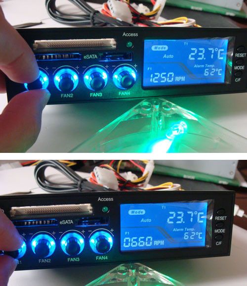 SATA LCD Panel Speed Controller f CPU Sys Temp PC Fan  