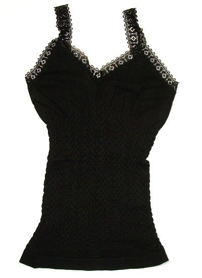 SEAMLESS LACE STRAPS BODY SHAPER CAMISOLE TANK Black  S/M L/XL  