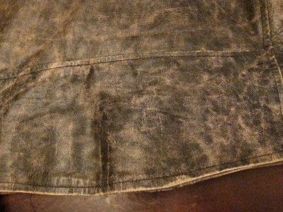 Vtg 70s Putnam Leather Gold Mens Distressed Belted Biker Motorcycle 