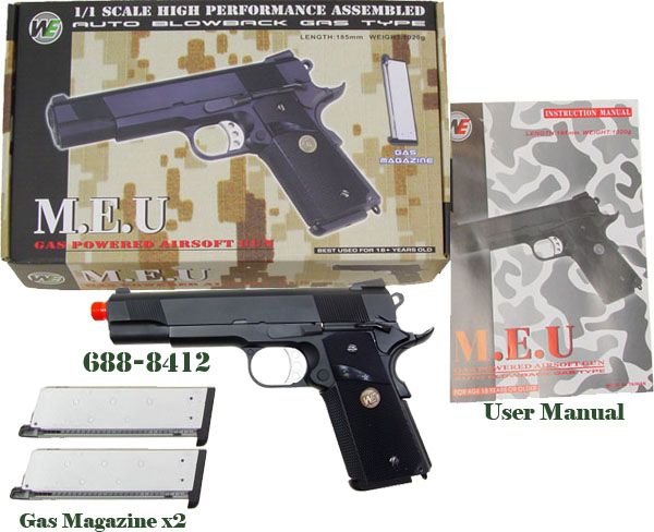 WE MEU 1911 Airsoft Full Metal Gas Blow Back Pistol  