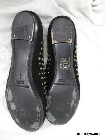 Sigerson Morrison Black Suede Gold Studded Flats 7  