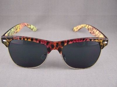 Animal print half frame clubmaster sunglasses NEW  