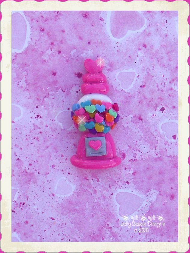 Gumball Love polymer clay bead/charm/bow center  