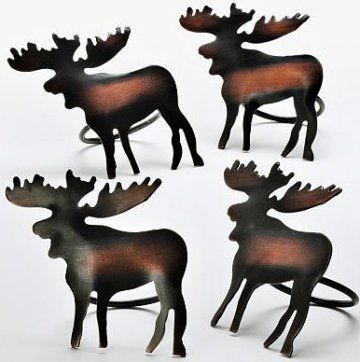 SaLe REINDEER or MOOSE ?Table Linen NAPKIN RINGs CABIN  