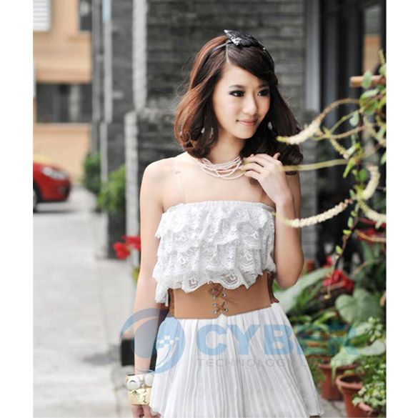 Womens Chiffon Lace Sexy Lady Dress Flexible With Belt  