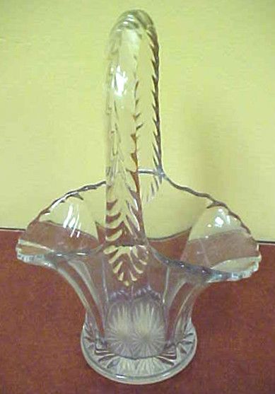 Contemporary Crystal Handled Basket Vase  