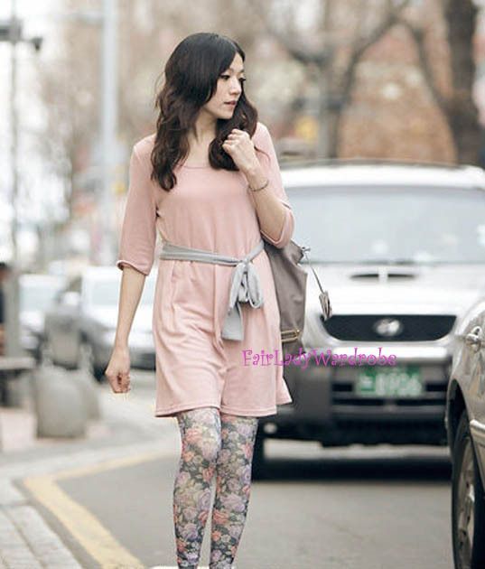 Japan Contrast Belted Swing Soft Knit OL Dress Pink  