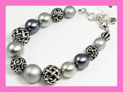 Brighton CORTEO Silver Gray Bead Bracelet   NWT  